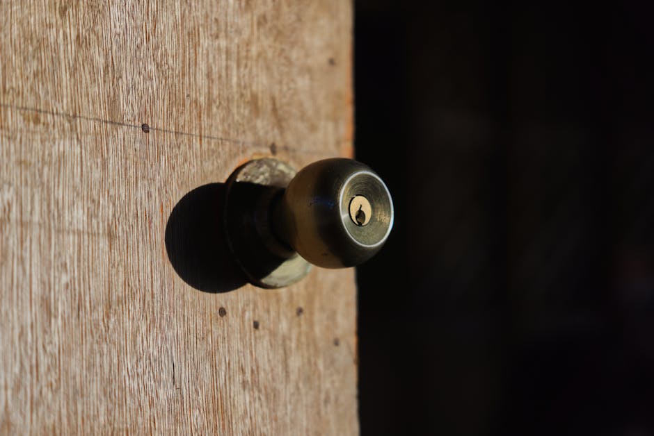 Close up of a secure door knob